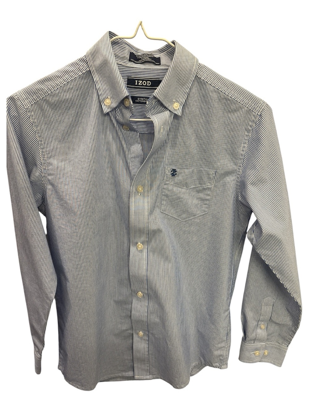 Izod Boy’s Stretch Blue and White Pinstripe Button-Down Shirt Size 12